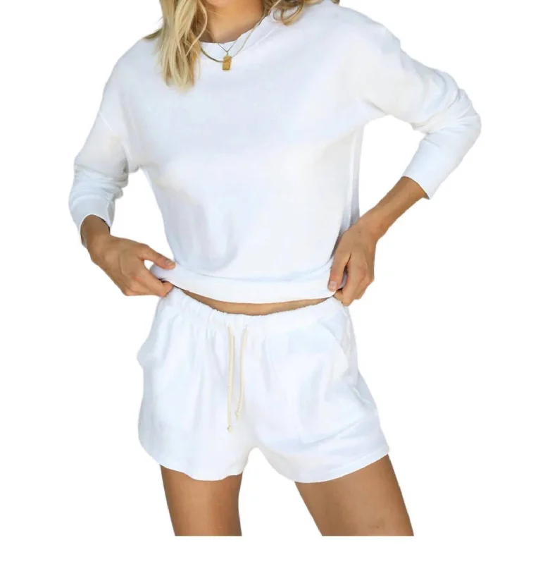 Feminine silhouettes for the modern woman   Lou French Terry Pocket Shorts In White