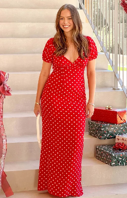 Trendy women’s clothing that suits every taste   Lovella Red Polka Dot Maxi Dress