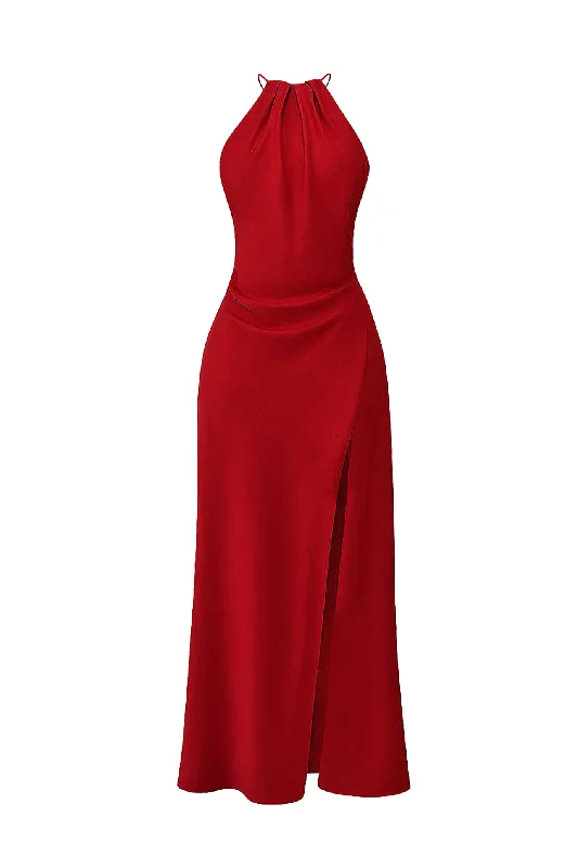 Statement pieces for the confident woman Zanab Red Rose Thigh Slit Maxi Dress by House of CB Statement pieces for the confident woman Zanab Red Rose Thigh Slit Maxi Dress by House of CB