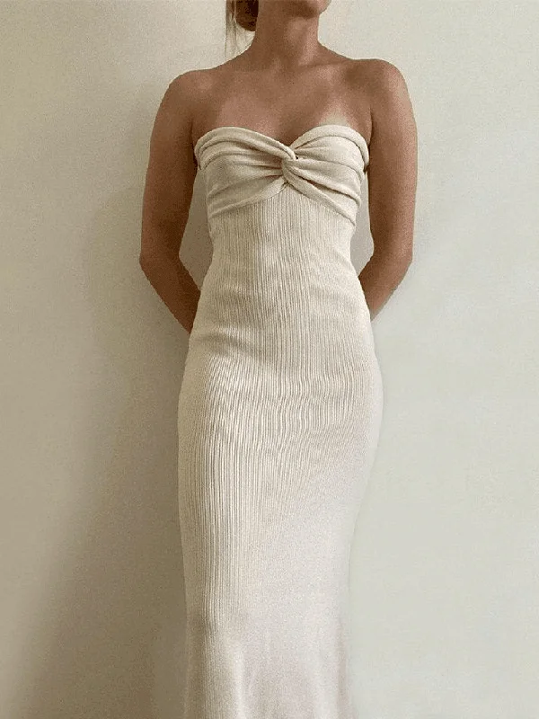 Express your style with fashionable women’s clothing Knitted Twist Strapless Maxi Dress Express your style with fashionable women’s clothing Knitted Twist Strapless Maxi Dress