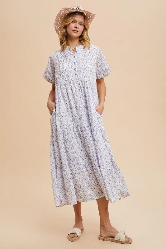 Clothing that’s as bold as you are   Blue Iris Floral Button Maxi Dress