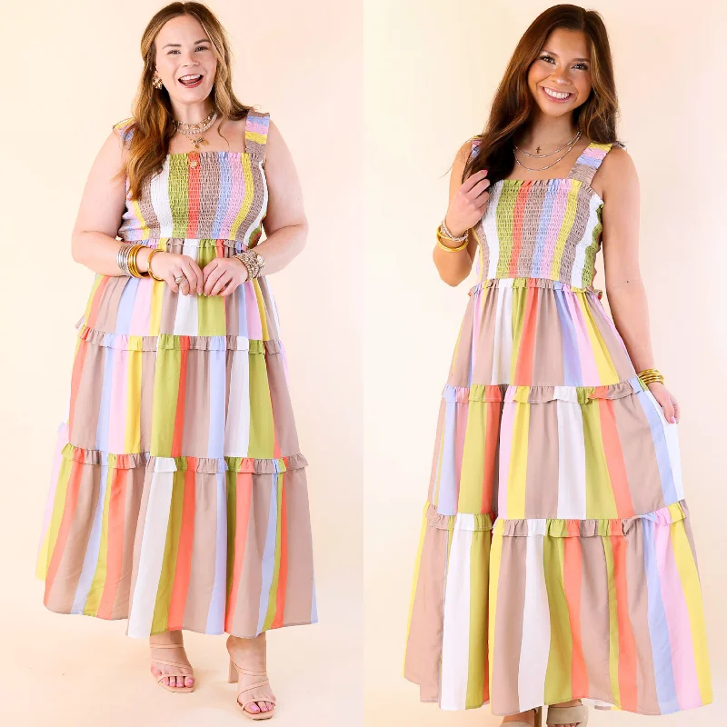 Timeless women’s fashion for any occasion Spin in Style Multicolor Tiered Maxi Dress with a Smocked Bodice Timeless women’s fashion for any occasion Spin in Style Multicolor Tiered Maxi Dress with a Smocked Bodice