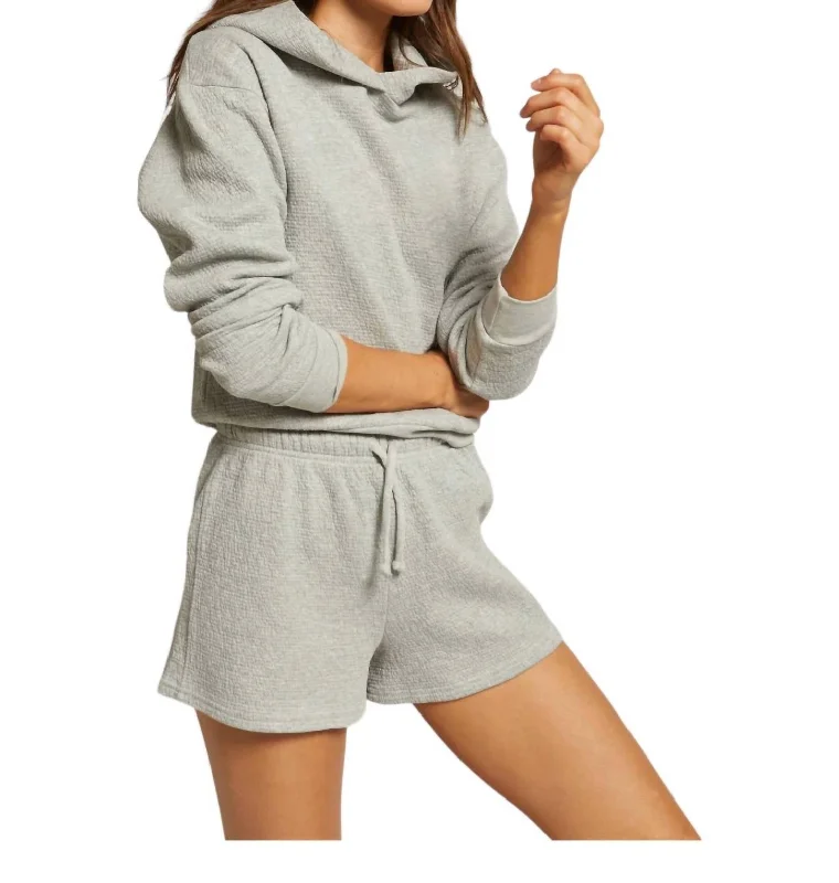 Feminine fashion to express your unique style Bonham Drawstring Shorts In Heather Grey Feminine fashion to express your unique style Bonham Drawstring Shorts In Heather Grey