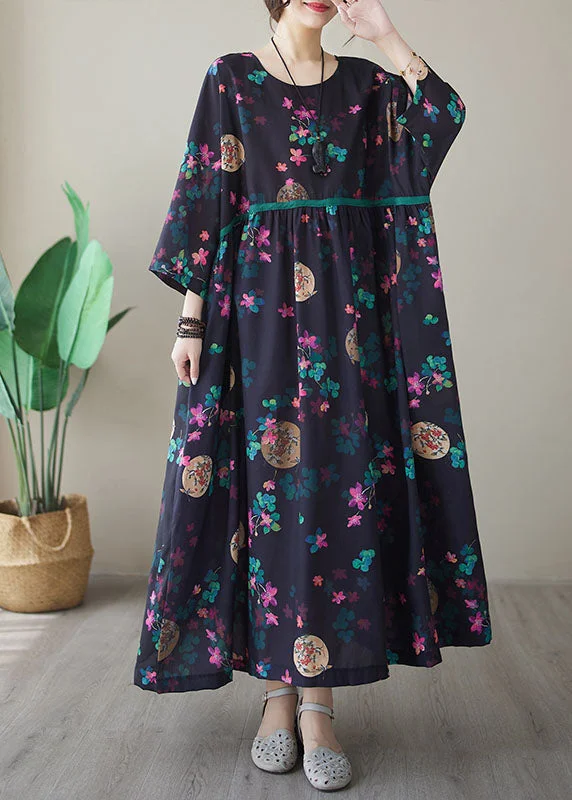 Affordable stylish women’s fashion collection Vintage Navy Print Maxi Dresses Long Sleeve Affordable stylish women’s fashion collection Vintage Navy Print Maxi Dresses Long Sleeve