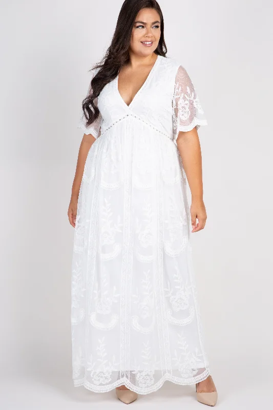 Comfortable yet stylish outfits for women on the go PinkBlush White Lace Mesh Overlay Plus Maxi Dress Comfortable yet stylish outfits for women on the go PinkBlush White Lace Mesh Overlay Plus Maxi Dress