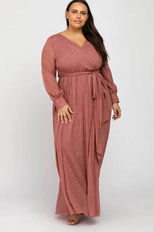 Women’s fashion that reflects your personality Pink Metallic Chiffon Plus Maxi Dress Women’s fashion that reflects your personality Pink Metallic Chiffon Plus Maxi Dress