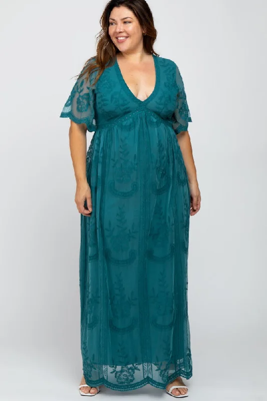 Iconic women’s outfits that never go out of style Teal Lace Mesh Overlay Plus Maxi Dress Iconic women’s outfits that never go out of style Teal Lace Mesh Overlay Plus Maxi Dress