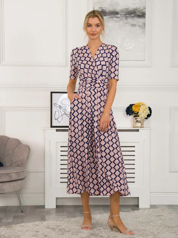 Stylish clothing designed to flatter every woman   Denise Wrap Maxi Dress, Pink Birds