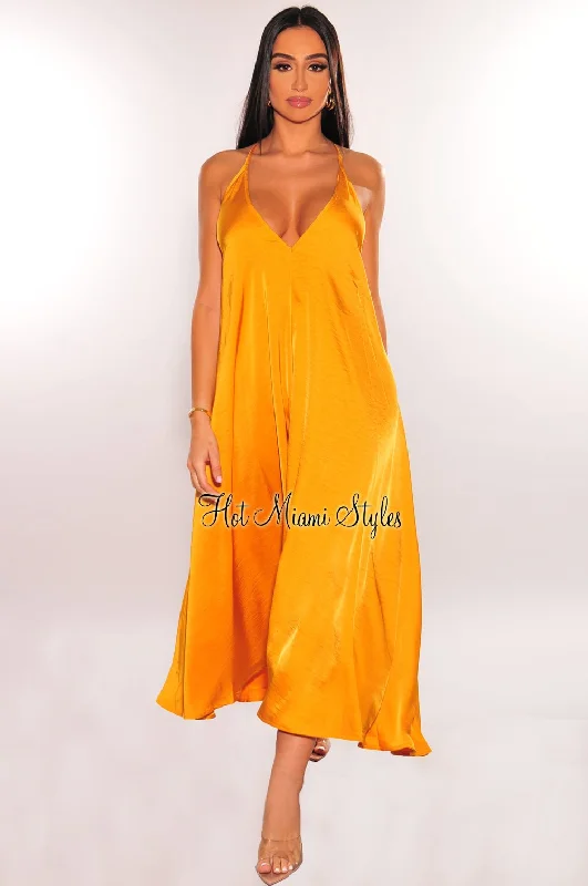 Bold and beautiful clothing for every woman Honey Gold V Cut Spaghetti Straps Maxi Dress Bold and beautiful clothing for every woman Honey Gold V Cut Spaghetti Straps Maxi Dress