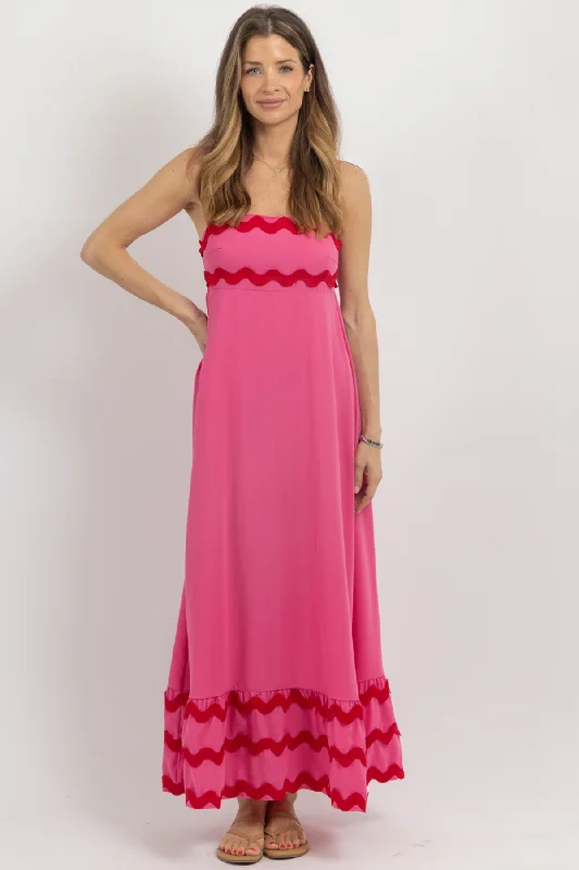 Uncover unique pieces for your perfect wardrobe   FLORAL WAVE PINK MAXI DRESS