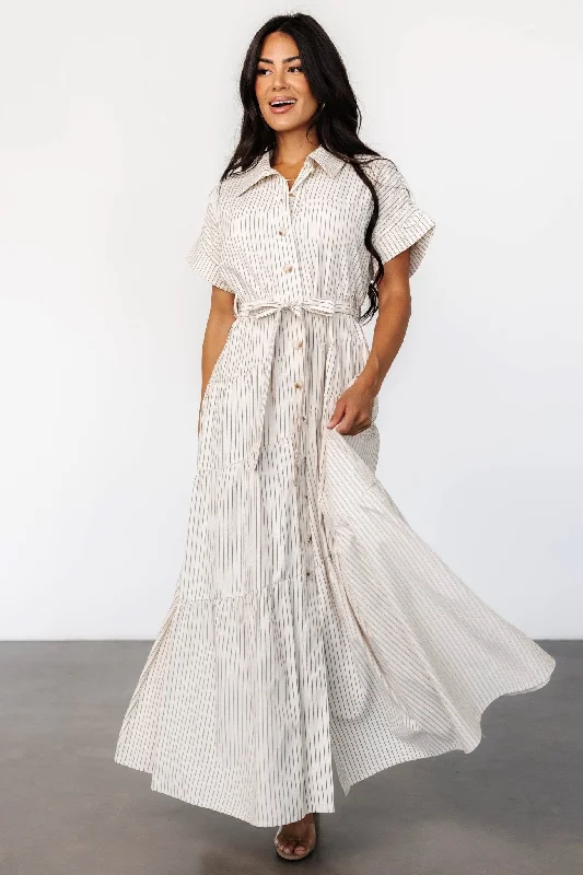Fashion-forward styles that make a statement Covey Button Up Maxi Dress | Cream Stripe Fashion-forward styles that make a statement Covey Button Up Maxi Dress | Cream Stripe