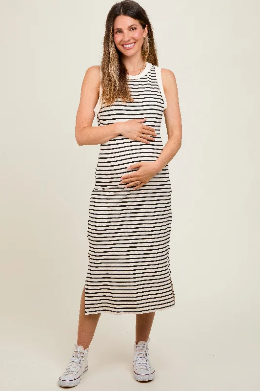 High-quality women’s wear for everyday elegance Cream Black Striped Sleeveless Maternity Midi Dress High-quality women’s wear for everyday elegance Cream Black Striped Sleeveless Maternity Midi Dress