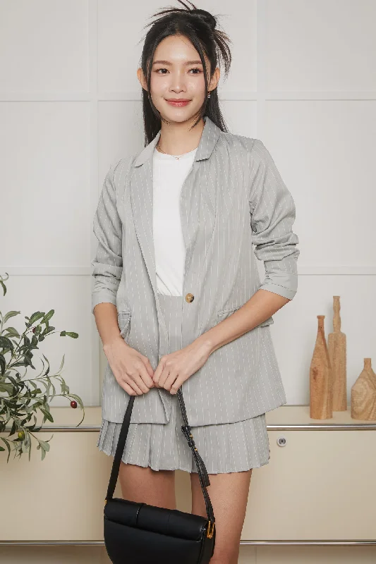 Affordable stylish women’s fashion collection   Pinstriped Blazer in Grey