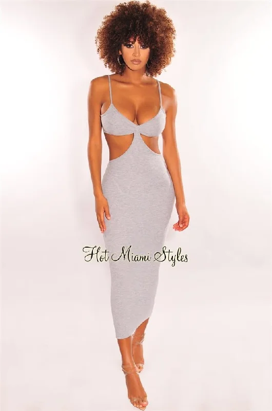 Timeless clothing pieces every woman should own Light Gray Spaghetti Straps Cut Out Maxi Dress Timeless clothing pieces every woman should own Light Gray Spaghetti Straps Cut Out Maxi Dress