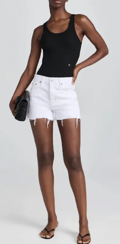 Elegant and comfortable women’s fashion wear Nova High Rise Cut Off Shorts In White Vintage Elegant and comfortable women’s fashion wear Nova High Rise Cut Off Shorts In White Vintage