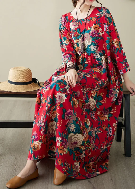 Modern fashion pieces designed for all women Red Patchwork Wrinkled Maxi Dress Long Sleeve Modern fashion pieces designed for all women Red Patchwork Wrinkled Maxi Dress Long Sleeve