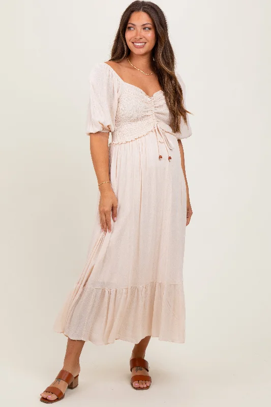 Discover the latest trends in women’s fashion Taupe Smocked Cinched Front Maternity Maxi Dress Discover the latest trends in women’s fashion Taupe Smocked Cinched Front Maternity Maxi Dress