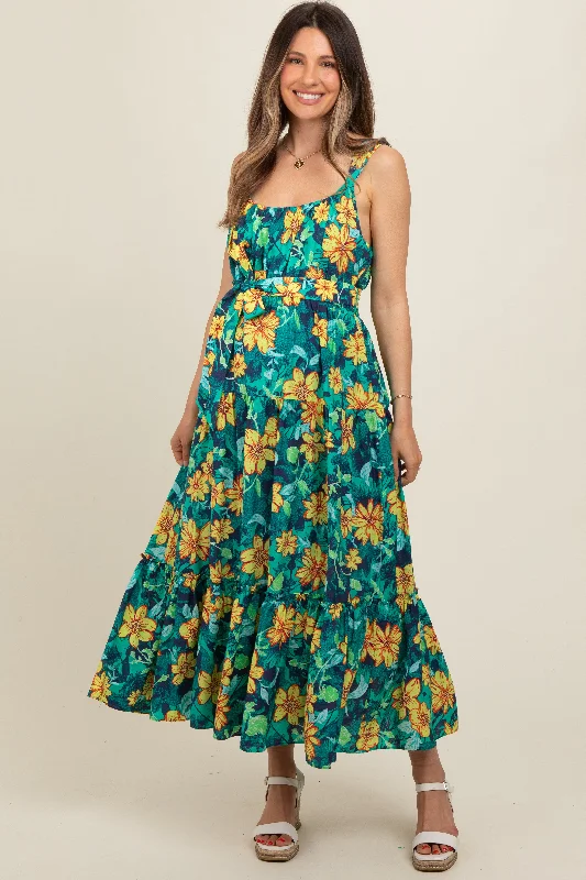 Effortlessly chic outfits for the modern woman Yellow Floral Tiered Sash Tie Maternity Midi Dress Effortlessly chic outfits for the modern woman Yellow Floral Tiered Sash Tie Maternity Midi Dress