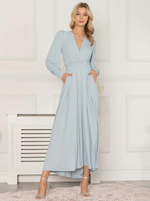 Fashionable, yet affordable women’s apparel   Jolie Moi Callisto Long Sleeve Maxi Dress, Ice Blue