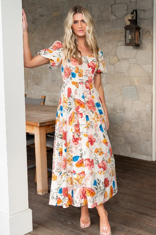 Fashion-forward styles that make a statement Greta Pleated Maxi Dress | Cream Multi Floral Fashion-forward styles that make a statement Greta Pleated Maxi Dress | Cream Multi Floral