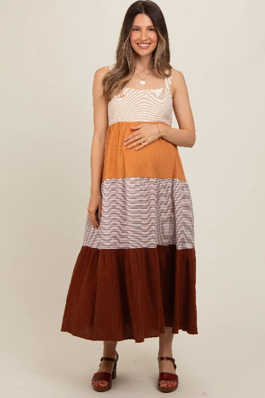 Elevate your style with fashionable women’s clothing Multi Striped Color Block Back Bow Maternity Midi Dress Elevate your style with fashionable women’s clothing Multi Striped Color Block Back Bow Maternity Midi Dress