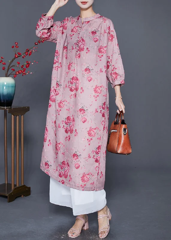 A perfect wardrobe for fashionable women Women Pink Oversized Print Linen Maxi Dresses Bracelet Sleeve A perfect wardrobe for fashionable women Women Pink Oversized Print Linen Maxi Dresses Bracelet Sleeve