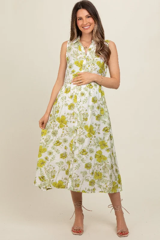 Fashionable, yet affordable women’s apparel Green Floral Printed Sleeveless Maternity Midi Shirt Dress Fashionable, yet affordable women’s apparel Green Floral Printed Sleeveless Maternity Midi Shirt Dress