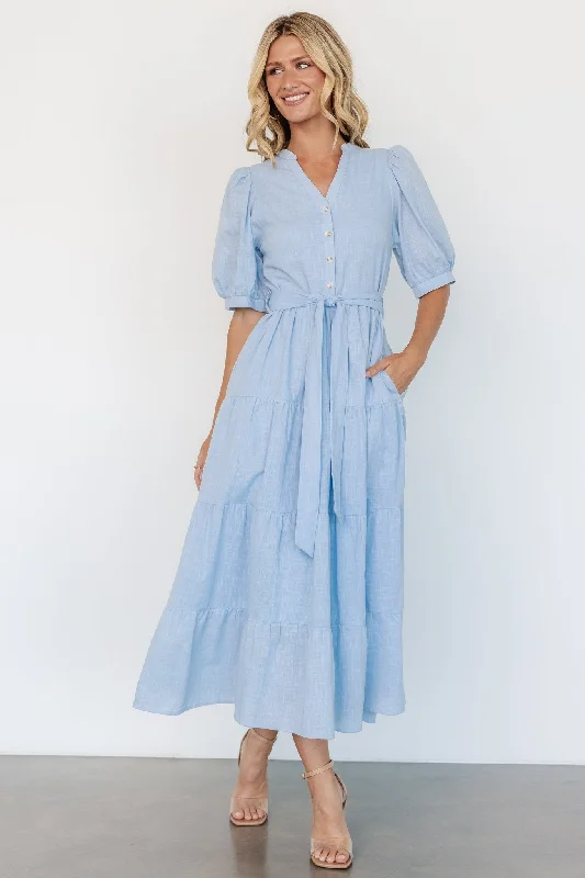 Cozy women’s clothing for the colder months   Camille Maxi Dress | Light Blue