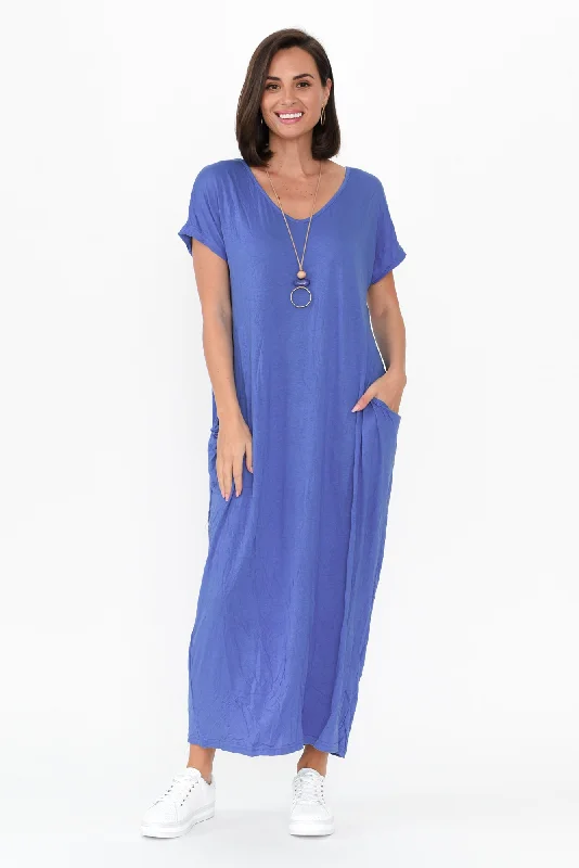 Curated collections for modern, fashionable women Travel Cobalt Crinkle Cotton Maxi Dress Curated collections for modern, fashionable women Travel Cobalt Crinkle Cotton Maxi Dress