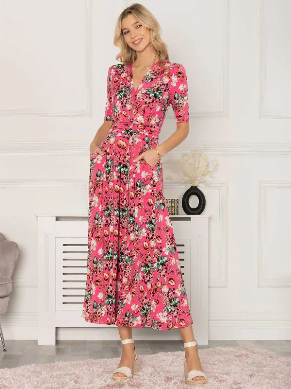 Look and feel your best in our women’s wear Jolie Moi Gillian Floral Maxi Dress, Cerise Look and feel your best in our women’s wear Jolie Moi Gillian Floral Maxi Dress, Cerise