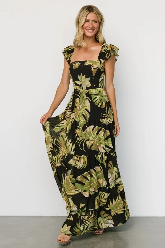 Soft, breathable fabrics for fashionable women Encinitas Maxi Dress | Tropical Green + Black Soft, breathable fabrics for fashionable women Encinitas Maxi Dress | Tropical Green + Black