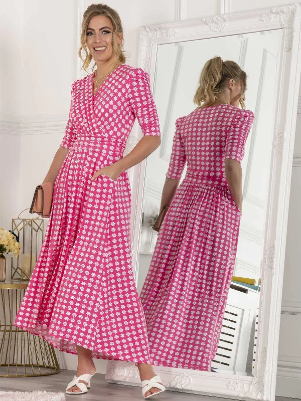 Essential women’s clothing for every season Jolie Moi Elenora Ruched Sleeve Maxi Dress, Pink Pattern Essential women’s clothing for every season Jolie Moi Elenora Ruched Sleeve Maxi Dress, Pink Pattern