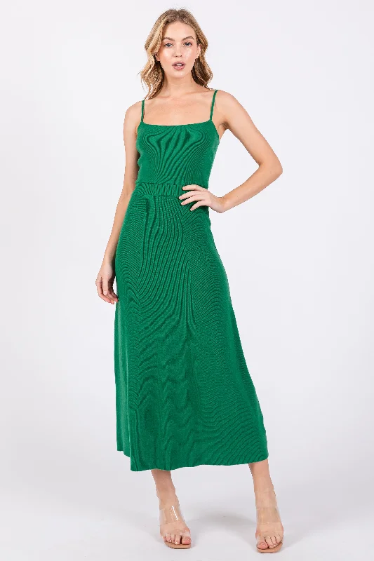 Stylish and comfortable outfits for women Green Square Neck Sleeveless Sweater Midi Dress Stylish and comfortable outfits for women Green Square Neck Sleeveless Sweater Midi Dress