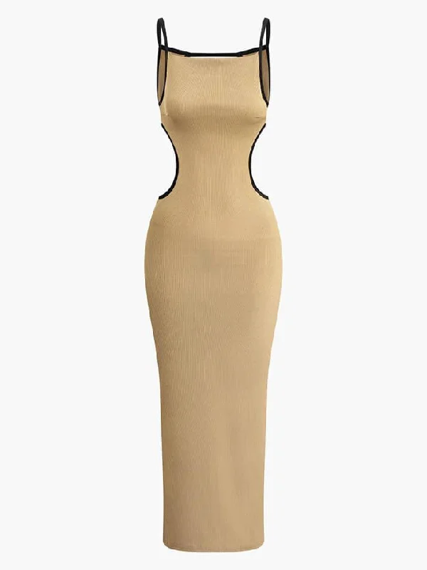 Fashionable clothing that fits every occasion Contrast Cut Out Backless Slip Maxi Dress Fashionable clothing that fits every occasion Contrast Cut Out Backless Slip Maxi Dress