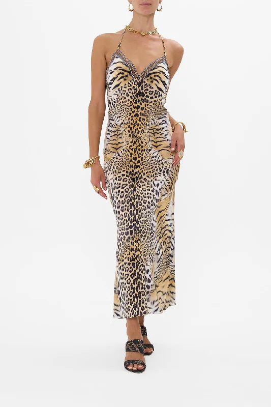 Fashionable women’s clothing that makes you shine   CHAIN DETAIL SLIP DRESS JAGUAR