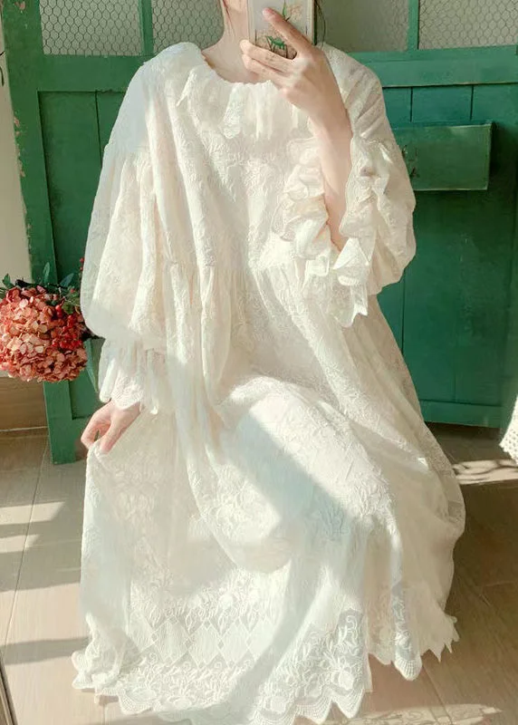 Elegant casual clothing for modern women Brief Apricot Lace Patchwork Maxi Dress Lantern Sleeve Elegant casual clothing for modern women Brief Apricot Lace Patchwork Maxi Dress Lantern Sleeve