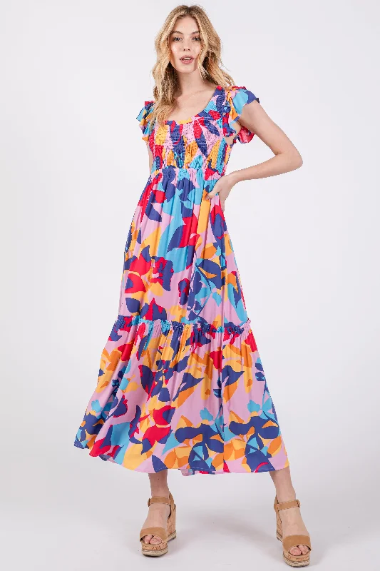 Timeless clothing pieces every woman should own Multi-Color Smocked Ruffle Midi Dress Timeless clothing pieces every woman should own Multi-Color Smocked Ruffle Midi Dress