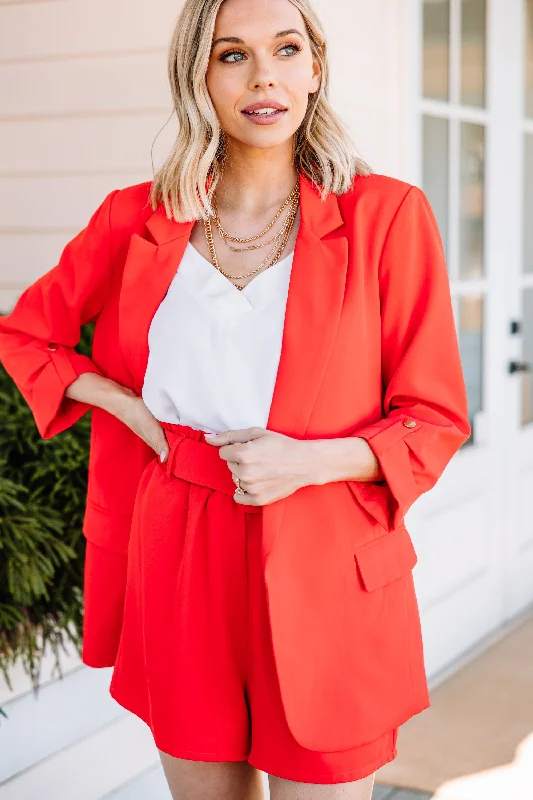 Soft, breathable fabrics for fashionable women   Born Bold Tomato Red Blazer