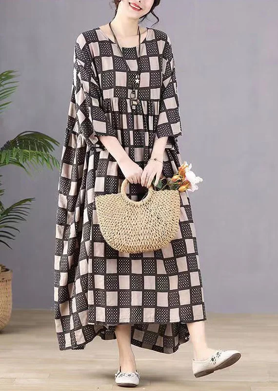 Women’s clothing that combines comfort and style Style Black O-Neck Plaid Print Wrinkled Maxi Dresses Bracelet Sleeve Women’s clothing that combines comfort and style Style Black O-Neck Plaid Print Wrinkled Maxi Dresses Bracelet Sleeve