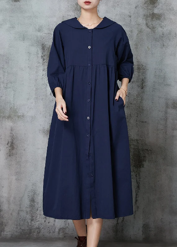 Trendy women’s clothing    Women Navy Oversized Cotton Maxi Dresses Summer