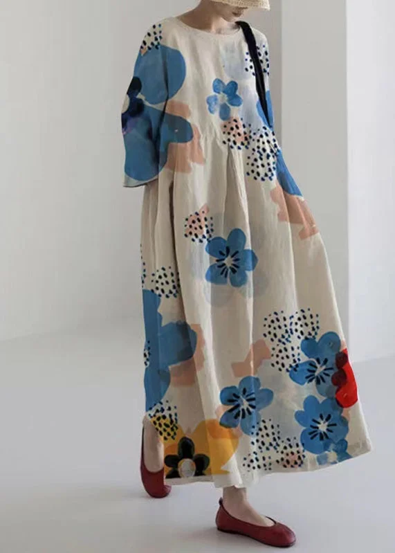 Fashionable clothing to fit every body type Plus Size Blue Print Wrinkled Maxi Dress Spring Fashionable clothing to fit every body type Plus Size Blue Print Wrinkled Maxi Dress Spring