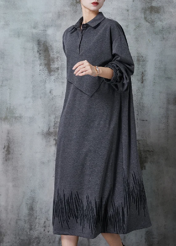 Comfortable yet fashionable women’s wear Plus Size Grey Peter Pan Collar Patchwork Cotton Maxi Dresses Spring Comfortable yet fashionable women’s wear Plus Size Grey Peter Pan Collar Patchwork Cotton Maxi Dresses Spring