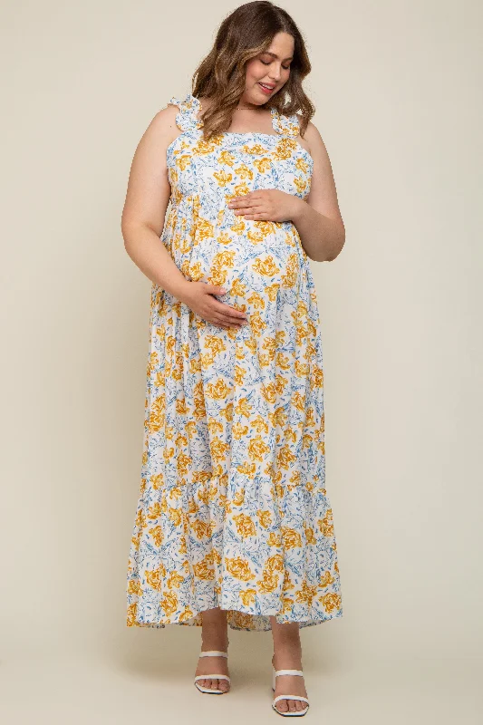 Iconic women’s outfits that never go out of style Ivory Floral Ruffle Strap Maternity Plus Maxi Dress Iconic women’s outfits that never go out of style Ivory Floral Ruffle Strap Maternity Plus Maxi Dress