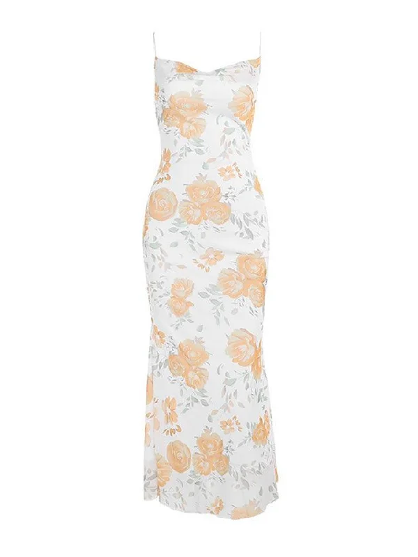 Effortlessly chic outfits for the modern woman   Mesh Print Cami Maxi Dress