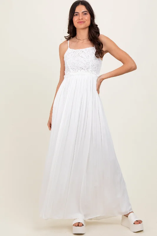 Curated collections of sophisticated women’s wear White Lace Bodice Cutout Tie Back Maxi Dress Curated collections of sophisticated women’s wear White Lace Bodice Cutout Tie Back Maxi Dress