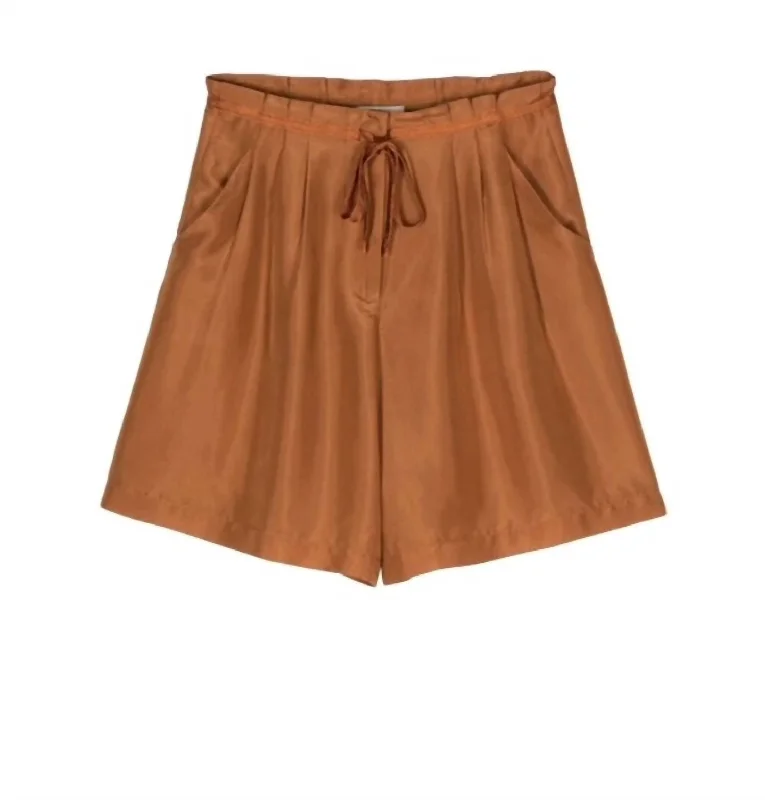 Trendy women’s clothing with a modern twist   Habotai Silk Drawstring Shorts In Amber