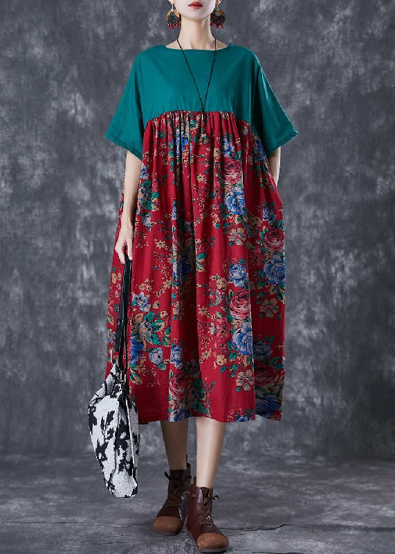 Casual outfits that elevate your style Original Design Colorblock Oversized Patchwork Cotton Maxi Dresses Summer Casual outfits that elevate your style Original Design Colorblock Oversized Patchwork Cotton Maxi Dresses Summer