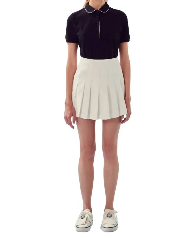 High-fashion styles at affordable prices   Pleated Tennis Skort In White