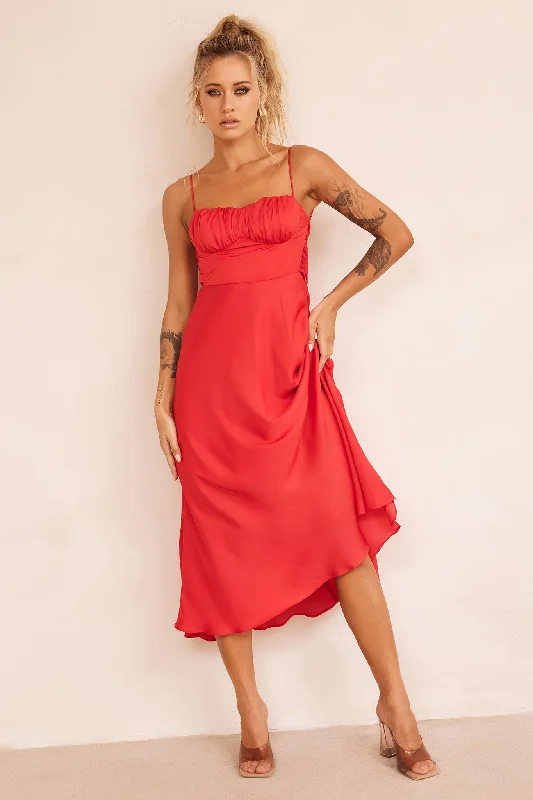 Cozy women’s clothing for the colder months   Affectionate Love Midi Dress - Red