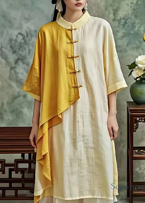 Curated collections of sophisticated women’s wear Plus Size Light Yellow Patchwork Button Maxi Dress Fall Curated collections of sophisticated women’s wear Plus Size Light Yellow Patchwork Button Maxi Dress Fall